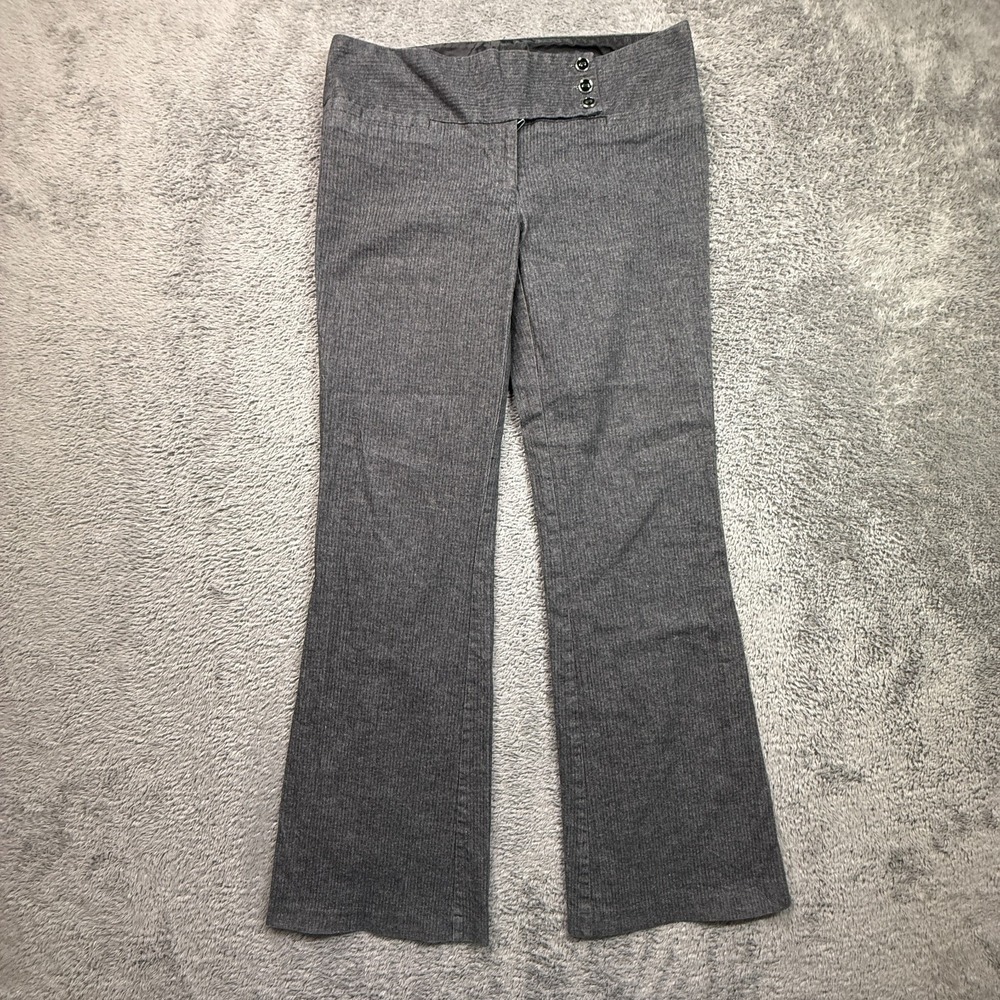 Y2K Charlotte Russe Flare Leg Striped Pants Low Rise Trousers Gray Womens 4